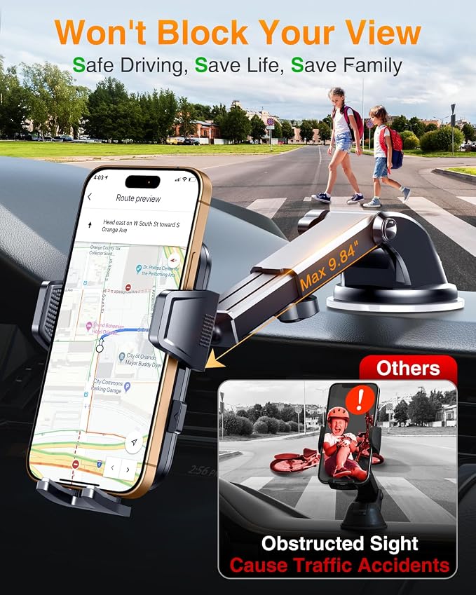 VANMASS 2025 True Upgraded Car Phone Holder, Patent Safety Cell Phone Mount - Image 5