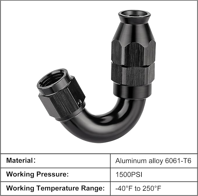 EVIL ENERGY 4AN 150 Degree PTFE One Piece Full Flow End Hose Fitting Aluminum - Image 3