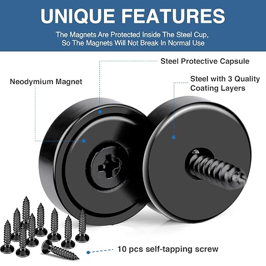 MIKEDE Magnets with Hole, 70LB Strong Rare Earth Magnets, Powerful Pot with - Image 4