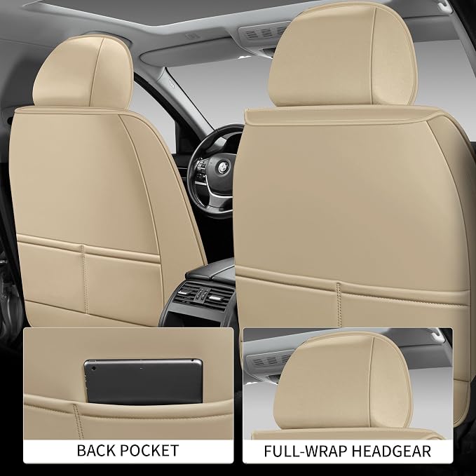 Car Seat Covers Front Only, Easy Install Luxury Leather Automotive Seat Covers - Image 4