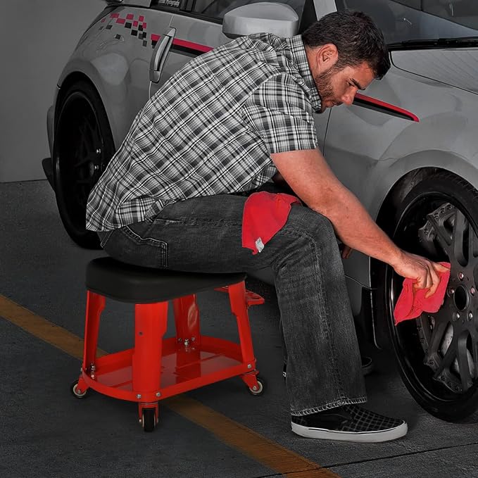 M-AUTO Heavy Duty Garage Rolling Work Seat 300LBS Capacity Mechanics Stool - Image 9