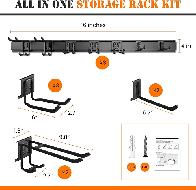 Garage Storage, Garage Organization, Garage Tool Organizer Wall Mount, Garden - Image 5