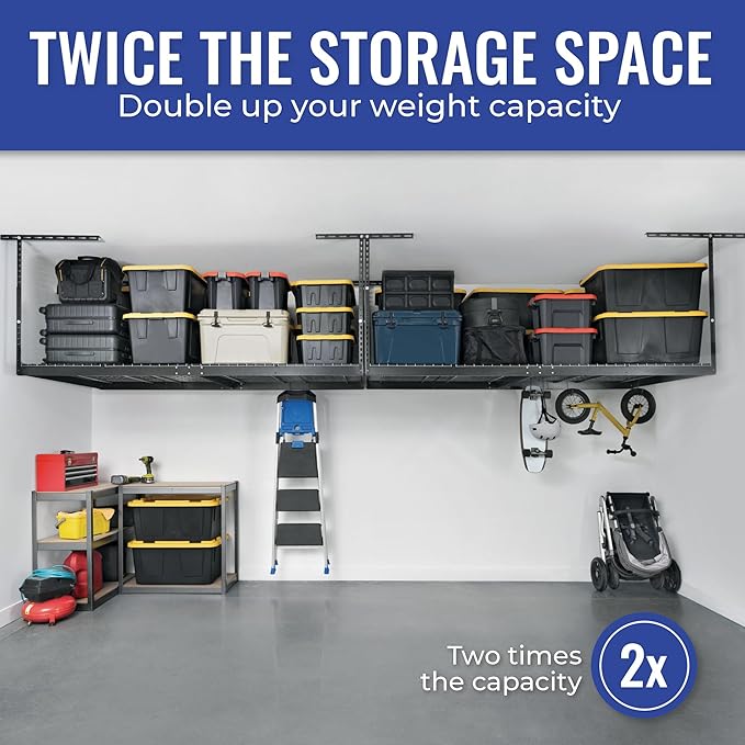 SafeRacks Heavy Duty Overhead Garage Storage Rack, 600 lb Capacity, Adjustable - Image 2