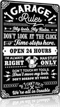 Gifts for Men Dad Husband Funny Garage Rules My Tools My Rules Tin Sign Vintage by Smilelife