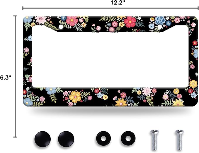 Colorful Flowers License Plate Frame Beautiful Floral License Plate Frames - Image 8
