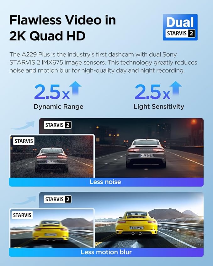 VIOFO A229 Plus Dash Cam Front and Rear, Dual STARVIS 2 Sensors, 2 Channel HDR - Image 3