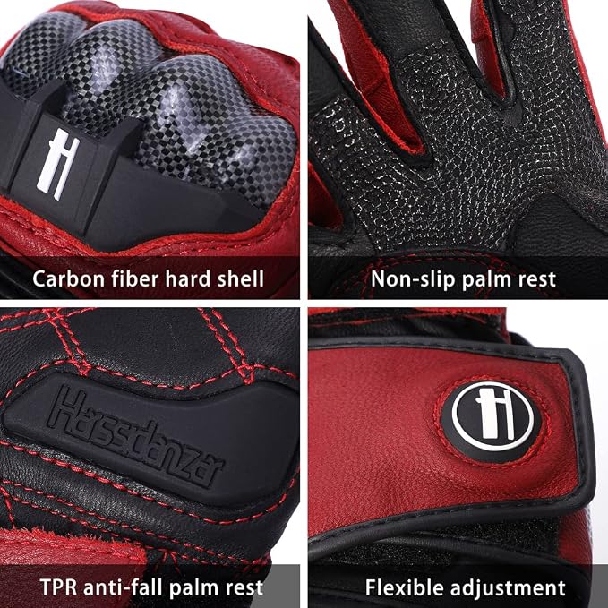 Harssidanzar Leather Motorcycle Gloves - Image 2