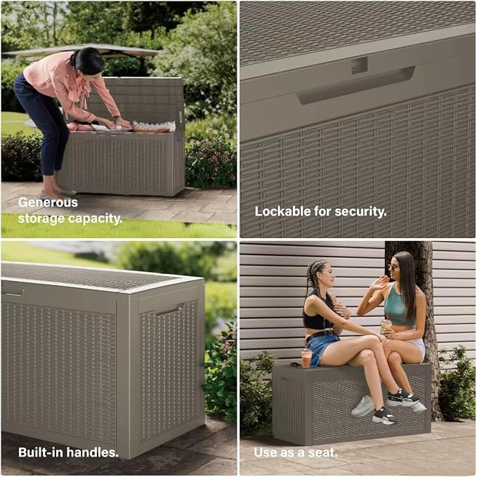 180 Gallon Resin Deck Box, Waterproof Outdoor Storage Bin - Image 5