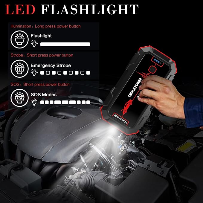 Car Jump Starter 2000A Peak 12V Car Battery Booster Pack, Portable Battery - Image 5