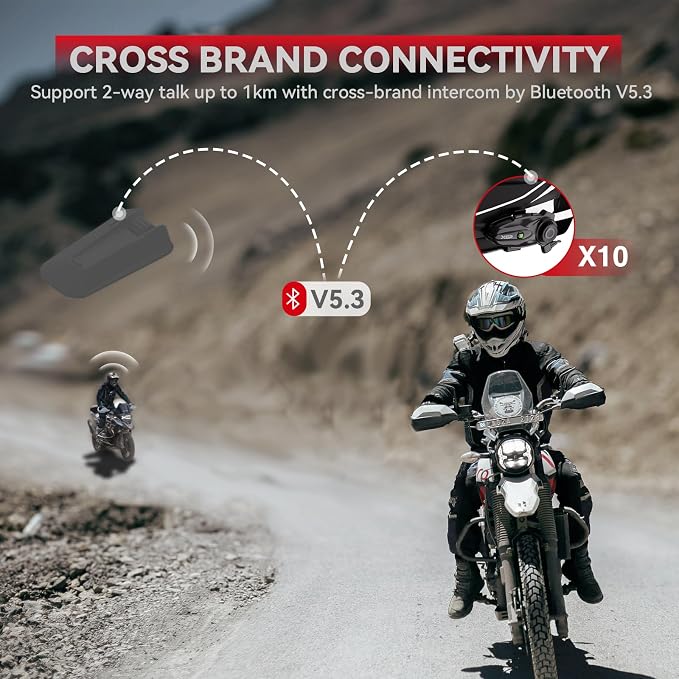 X10 10 Riders Group Mesh Motorcycle Intercom, 3000m Motorcycle Bluetooth - Image 5