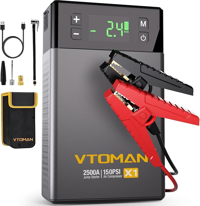 VTOMAN X1 Jump Starter with Air Compressor, Car Battery Jumper Starter with by VTOMAN