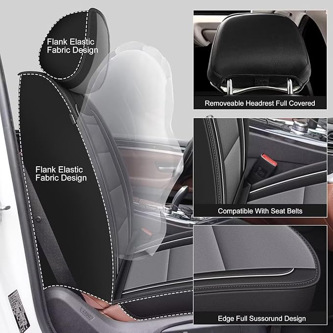 YORKNEIC Leather Car Seat Covers Fit - Image 3