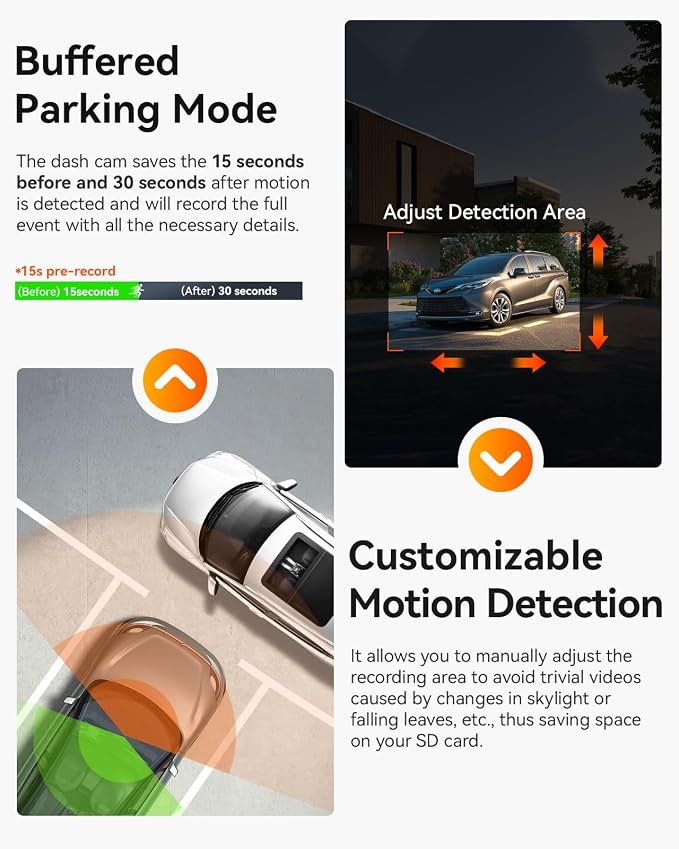 Vantrue N2X 2.7K Uber Dash Cam Front and Inside, 5G WiFi Dual Dash Camera - Image 5