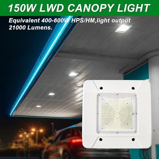 OSTEK LED Gas Station Canopy Light, 150W Carport Ceiling Light 5700K, Outdoor - Image 6