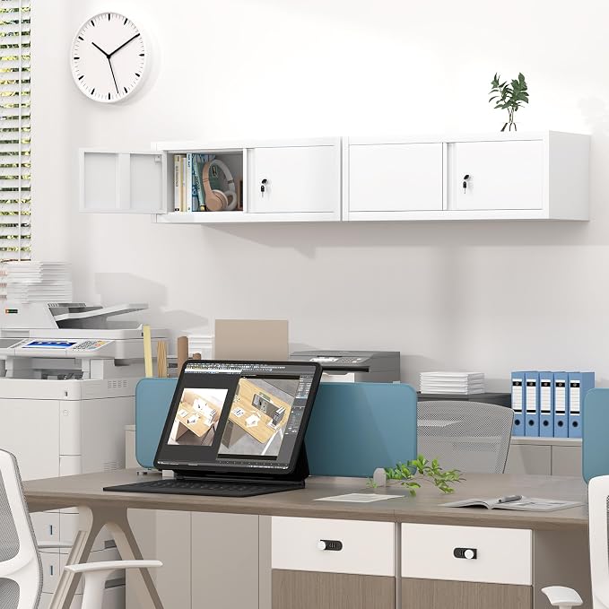 GREATMEET Locking Cabinet, Garage Storage Cabinet, Metal Wall Mounted Storage - Image 4