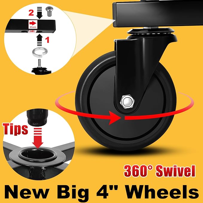 Rolling Shop Stool with Wheels, Adjustable Garage Mechanic Stool Seat Shop - Image 8