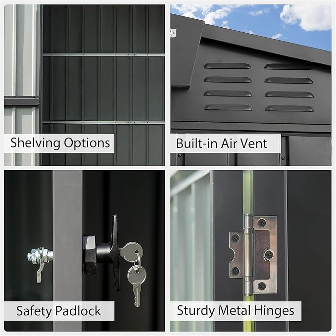 IKERY Galvanized Steel Storage Shed - Image 4