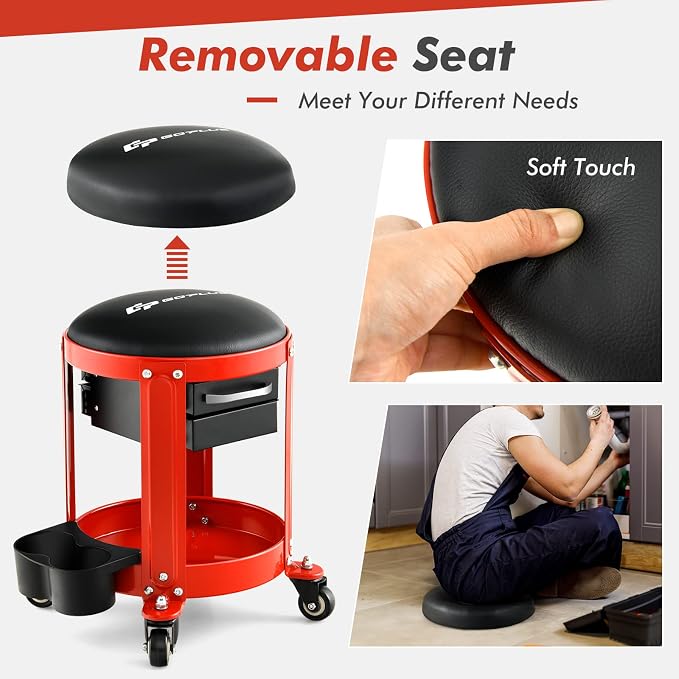 Goplus Rolling Mechanic Stool, Shop Stool Creeper Seat - Image 3