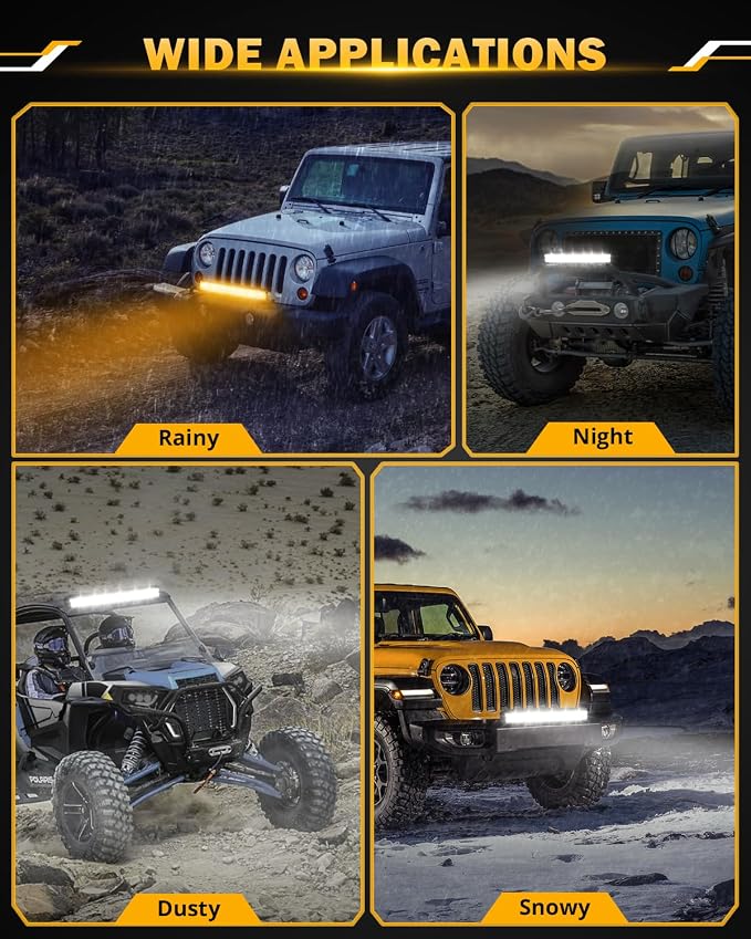 Auxbeam 22 Inch LED Light Bar, 120W 6 Modes Amber White Strobe Fog Lights - Image 7