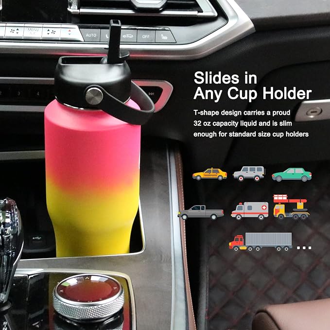 SENDESTAR Water Bottle 32oz, 2 Lids, Wide Mouth Stainless Steel Vacuum - Image 2