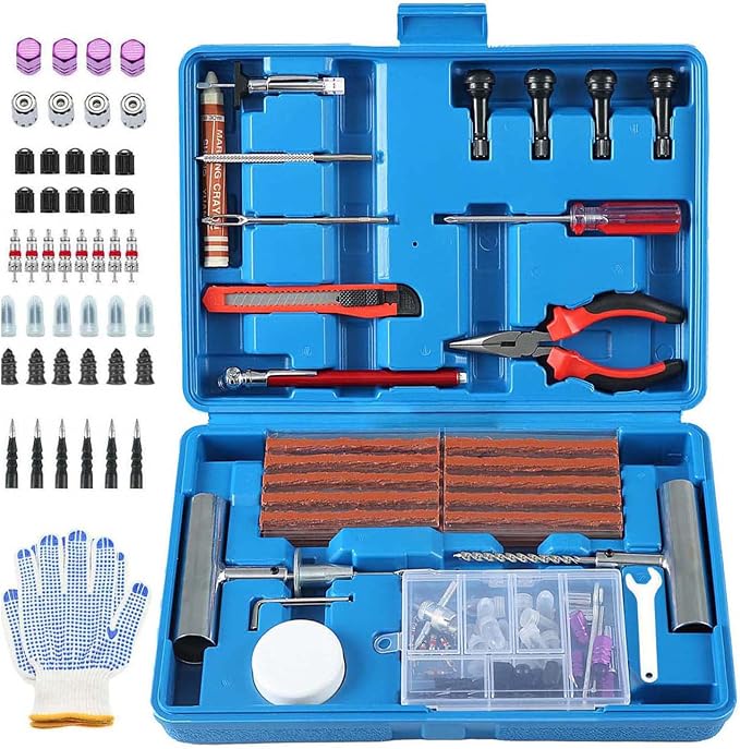 Tire Repair Kit, with Universal Tire Patch Kit to Plug Flats by TILIBOTE