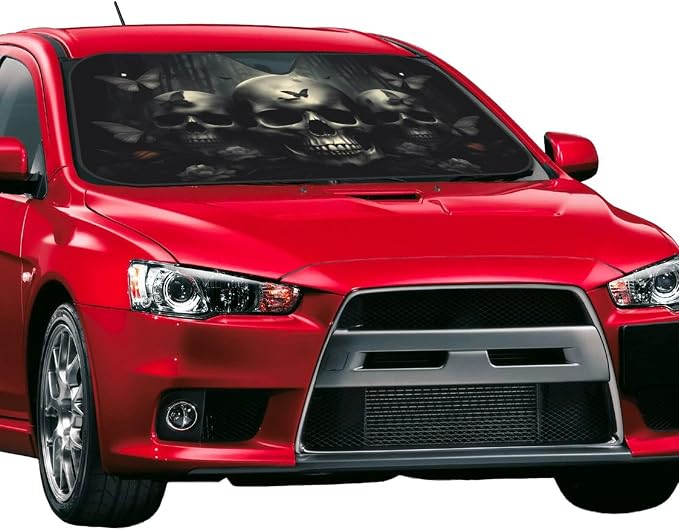 Skull Car Sun Shade Windshield Sunshade Foldable Front Window Shield Cover - Image 2