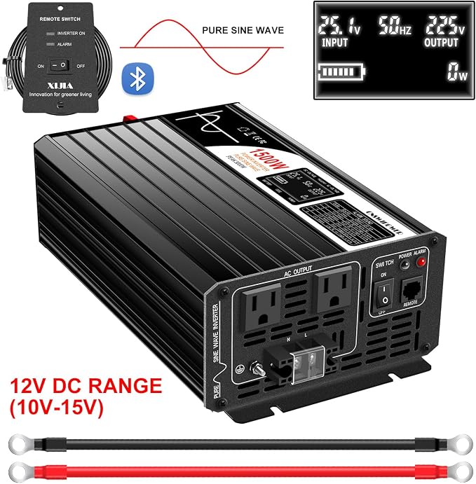 Xijia 1500W Pure Sine Wave Solar Power DC 12V Inverter AC 120V 60HZ Solar - Image 2