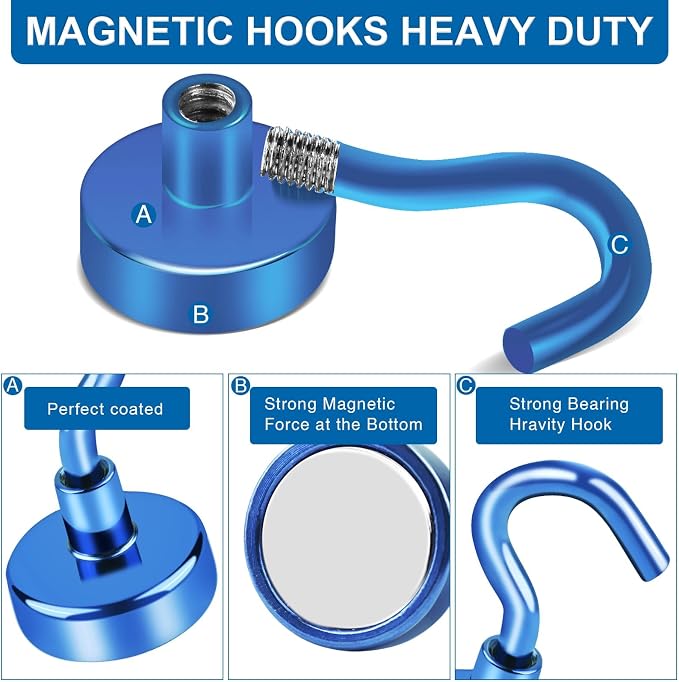 LOVIMAG Magnetic Hooks for Cruise Cabins, 110lbs Blue Magnetic Hooks for - Image 5