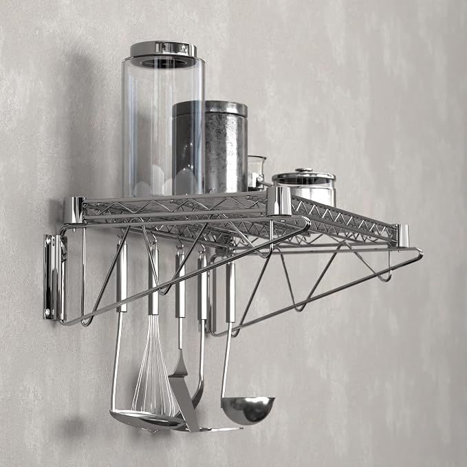 14" x 24" Chrome Wire Wall Mount Shelf - Image 6