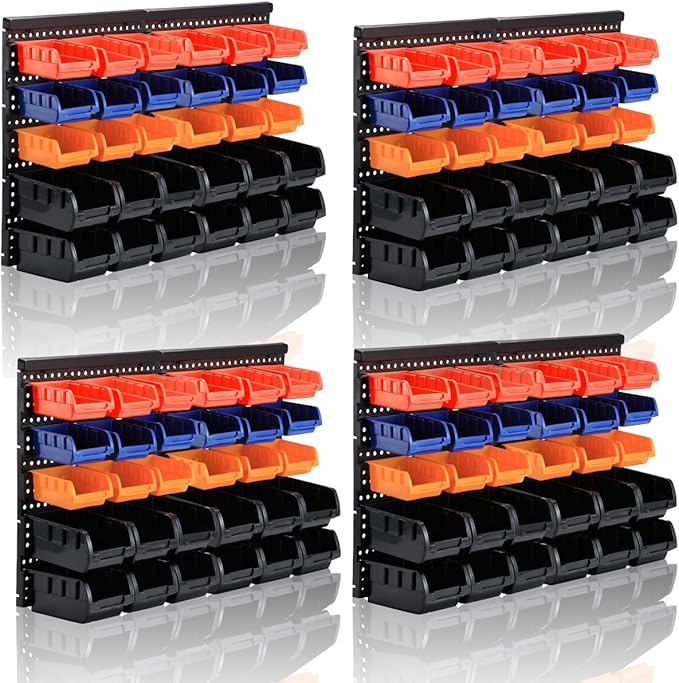 Wall Mounted Storage Bins Parts Rack 4 Colors Bin Organizer Garage Plastic Shop by MULSAME