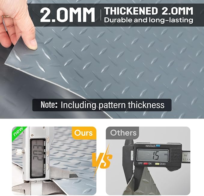 TUFFIOM 7.5 x 20 FT Garage Floor Mat, Thickened Diamond Plate PVC Garage Mats - Image 7