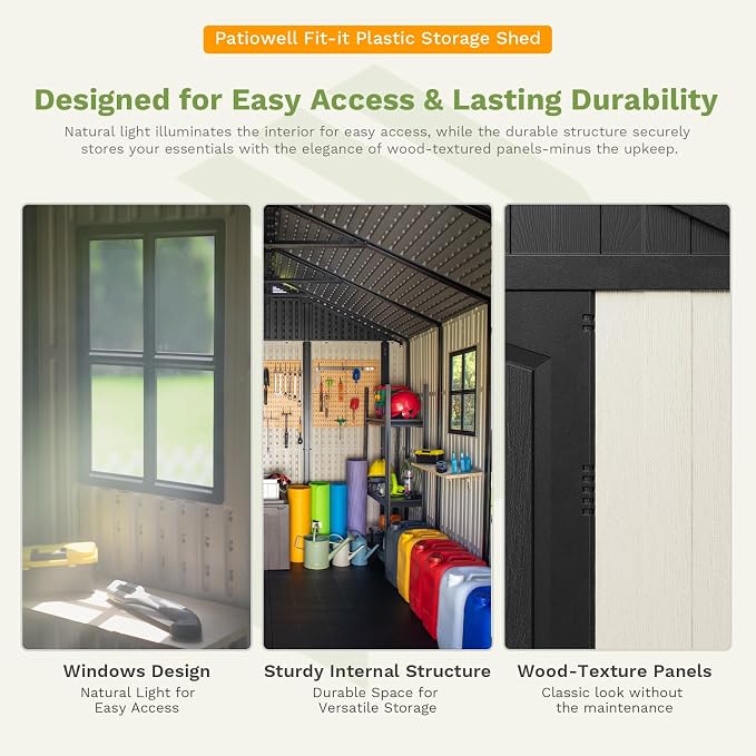 Patiowell 8 x 8 FT Resin Outdoor Storage Shed - Image 7