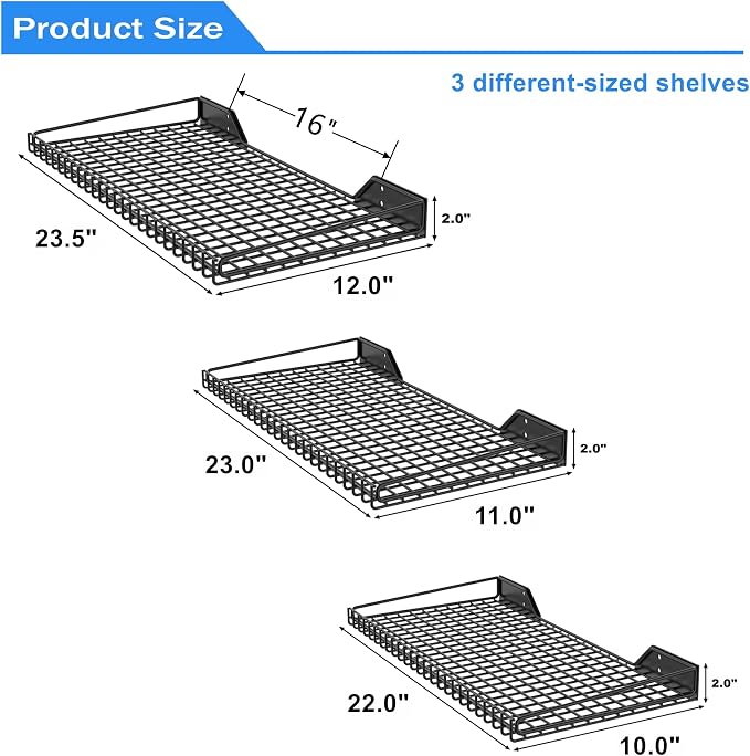 TORACK Wall-Mounted Storage Shelves, Mixed-Size Garage Shelving - Image 3