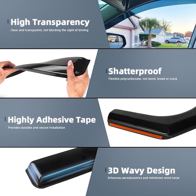 in Channel Window Visors for Jeep Compass 2017 2018 2019 2020 2021 2022 2023 - Image 4