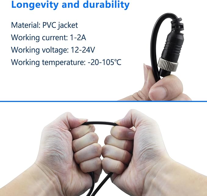 4 Pin Camera Cable with Corrugation Tube Cover, Car 4Pin Aviation Video - Image 3