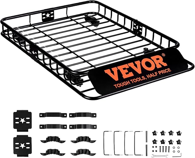VEVOR Roof Rack Cargo Basket, Heavy-Duty 200 LBS Capacity Universal Roof Rack by VEVOR
