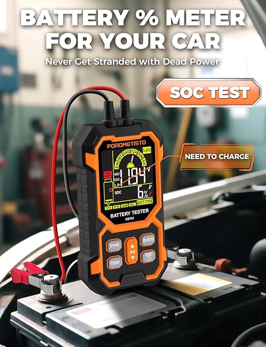 12V 24V Car Battery Tester, POROMETISTO CBT01 Automotive Battery Checker - Image 4