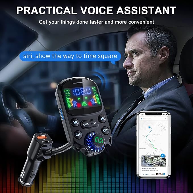 Bluetooth 5.3 FM Transmitter for Car- SOARUN Bluetooth Car Adapter PD30W & USB - Image 7