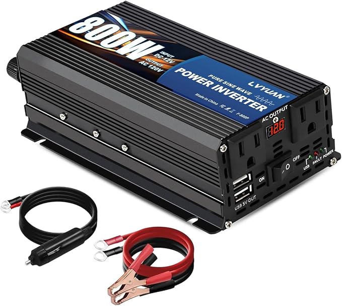 LVYUAN 800 Watt Pure Sine Wave Power Inverter 12V to 110V120V DC to AC Converter by LVYUAN