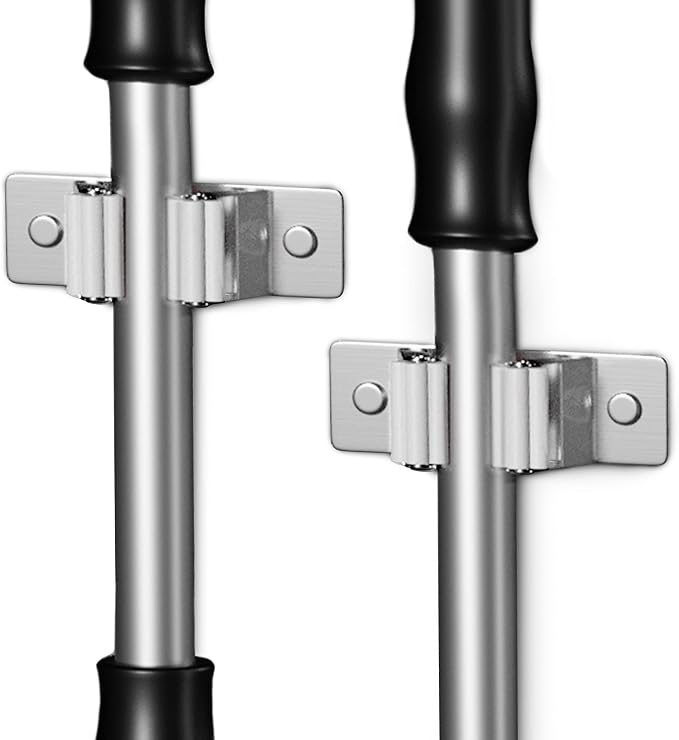 Self Adhesive Broom and Mop Holder Wall Mounted – SUS304 Stainless Steel 2-Slot - Image 7