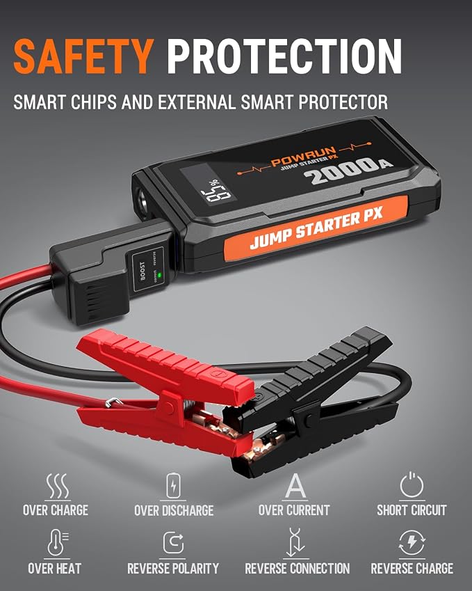Powrun P-X Jump Starter, 2000A Portable Jump Box - Image 4