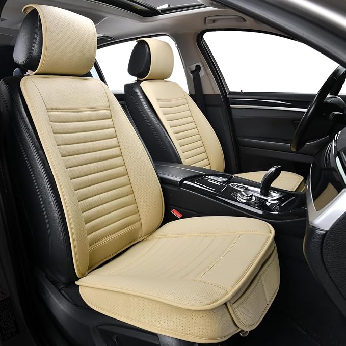 Universal Leather Car Seat Covers Full Set, Car Seat Cushion Covers Protector by SunnyColor