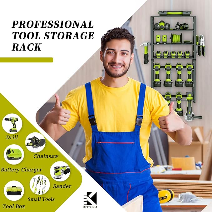 KAFAHOM Power Tool Organizer, 8 Drill Holder Wall Mount, 6 Layer Heavy Duty - Image 7