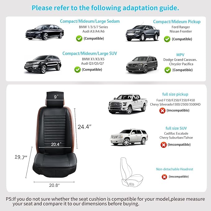 Universal Leather Car Seat Covers Full Set, Car Seat Cushion Covers Protector - Image 6