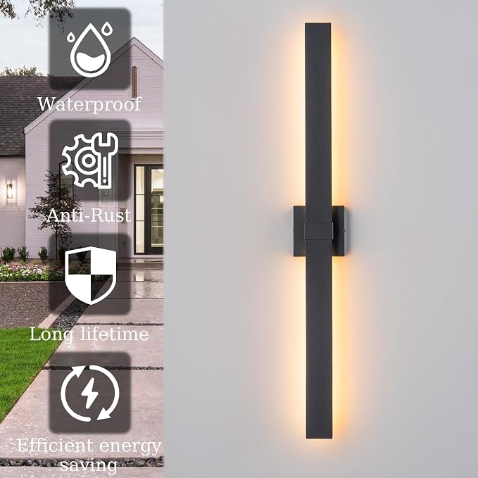 39.4" Long Outdoor Wall Lights Modern LED Exterior Lighting Fixtures Matte - Image 5