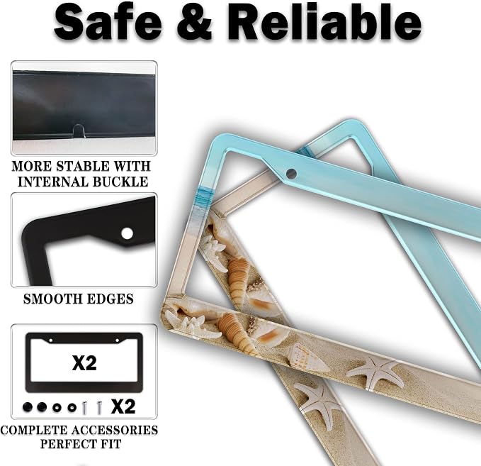 Front License Plate Bracket Multicolor License Plate Frames Beach Ocean - Image 4
