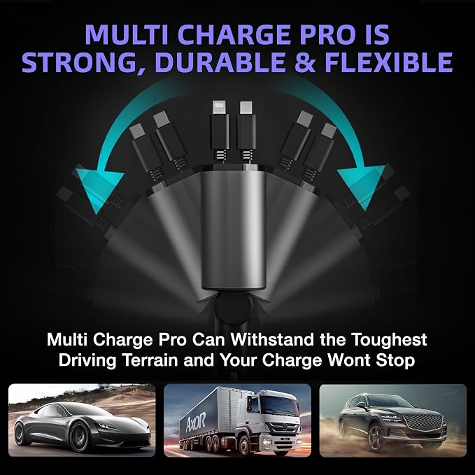 Multi Charge Pro iPhone Car Charger Fast Charging Retractable Car Charger USB C - Image 5