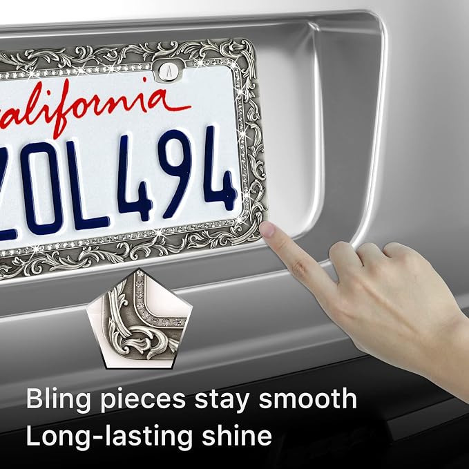 Valor Gel Metal Car License Plate Frames, Antique Old Pattern Printing - Image 4