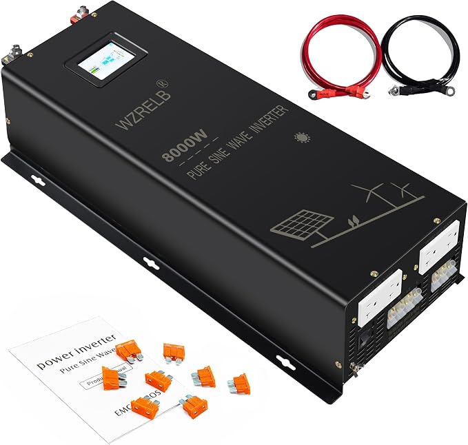 WZRELB 8000W 24V Pure Sine Wave Inverter, 24 Volt DC to AC 120V 240V Split by WZRELB
