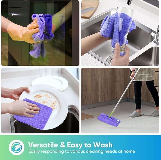 HOMEXCEL Purple Microfiber Cleaning Cloth, 12 Pack Premium Microfiber Towels - Image 4